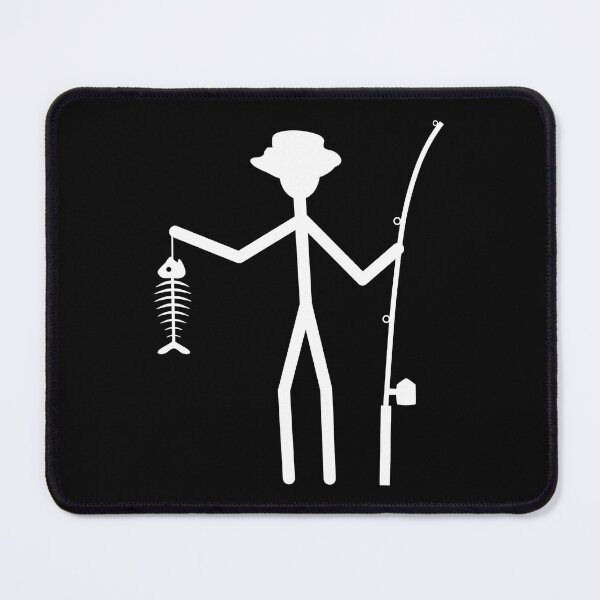 Item preview, Fisherman Stick Figure Holding Fish Bones I love Fishing Art Design Happy Apparel Essential Inspiration Joy Mood Funny designed and sold by DesignByHeartUK.