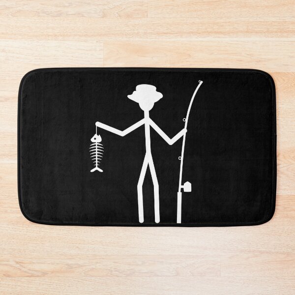 Item preview, Fisherman Stick Figure Holding Fish Bones I love Fishing Art Design Happy Apparel Essential Inspiration Joy Mood Funny designed and sold by DesignByHeartUK.