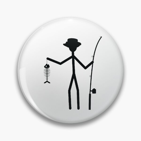 Item preview, Fisherman Stick Figure Holding Fish Bones I love Fishing Art Design Happy Apparel Essential Inspiration Joy Mood Funny designed and sold by DesignByHeartUK.