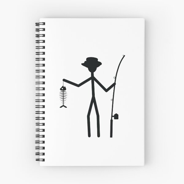 Item preview, Fisherman Stick Figure Holding Fish Bones I love Fishing Art Design Happy Apparel Essential Inspiration Joy Mood Funny designed and sold by DesignByHeartUK.