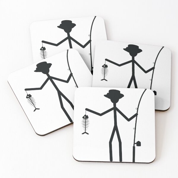 Item preview, Fisherman Stick Figure Holding Fish Bones I love Fishing Art Design Happy Apparel Essential Inspiration Joy Mood Funny designed and sold by DesignByHeartUK.