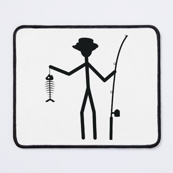 Item preview, Fisherman Stick Figure Holding Fish Bones I love Fishing Art Design Happy Apparel Essential Inspiration Joy Mood Funny designed and sold by DesignByHeartUK.