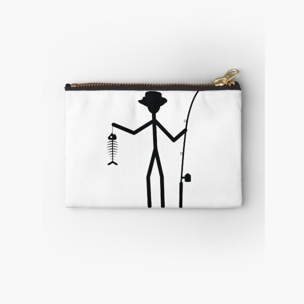 Item preview, Fisherman Stick Figure Holding Fish Bones I love Fishing Art Design Happy Apparel Essential Inspiration Joy Mood Funny designed and sold by DesignByHeartUK.