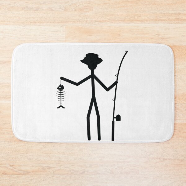 Item preview, Fisherman Stick Figure Holding Fish Bones I love Fishing Art Design Happy Apparel Essential Inspiration Joy Mood Funny designed and sold by DesignByHeartUK.