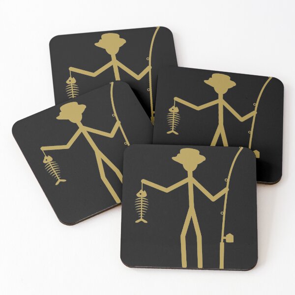 Item preview, Fisherman Stick Figure Holding Fish Bones I love Fishing Art Design Happy Apparel Essential Inspiration Joy Mood Funny designed and sold by DesignByHeartUK.