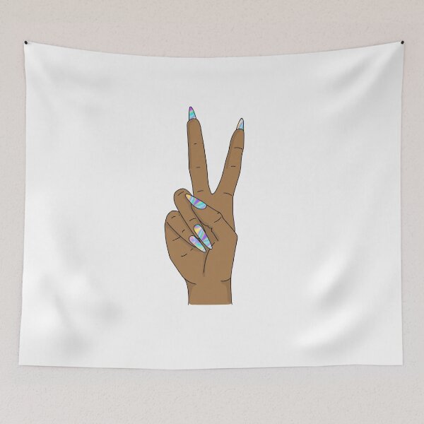 Item preview, Peace sign hand with holograph nails designed and sold by savanamms6.