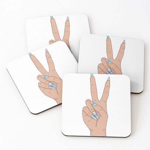 Item preview,  Peace sign hand with holograph nails designed and sold by savanamms6.