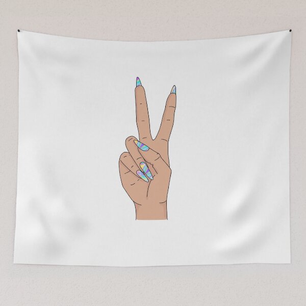 Item preview,  Peace sign hand with holograph nails designed and sold by savanamms6.