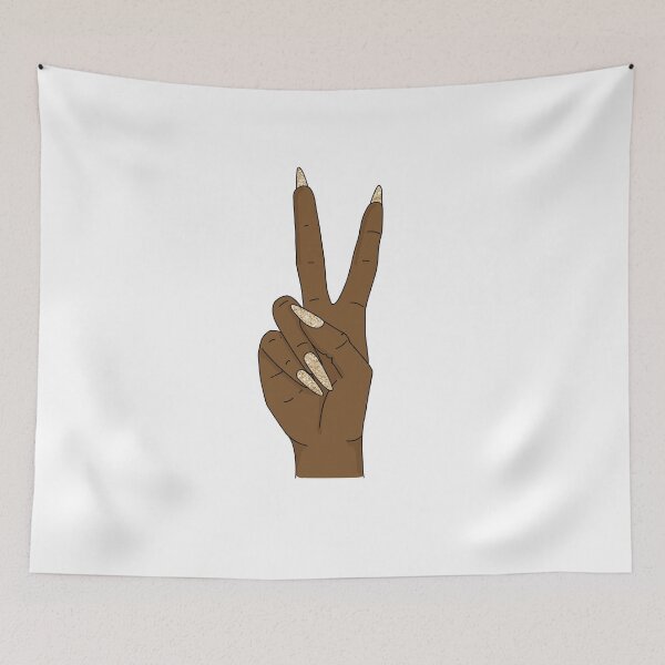Item preview, Peace sign hand with gold glitter nails designed and sold by savanamms6.