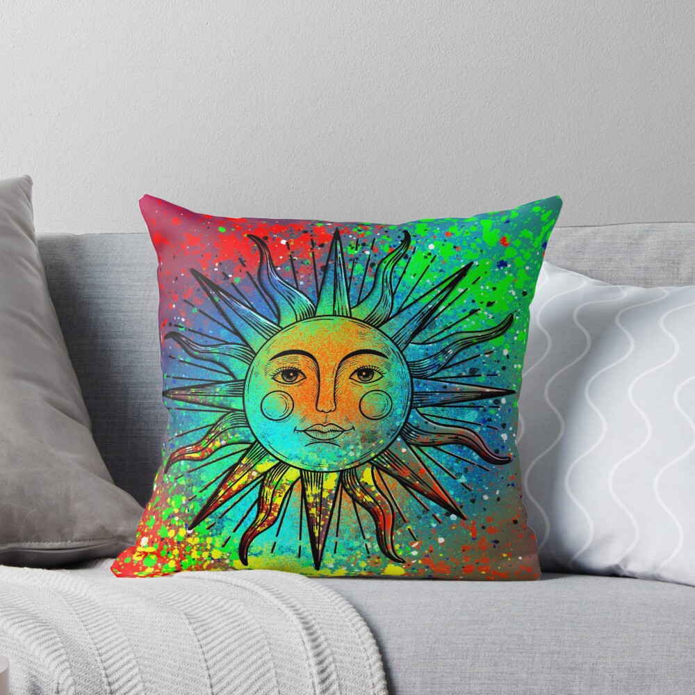 Sun Face Psychedelic: One Design, On Everything — Throw Pillow