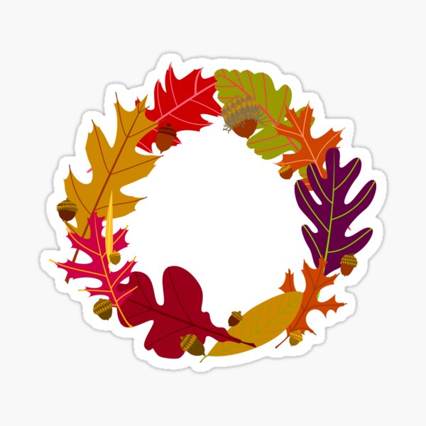 Autumn Oak Leaves and Acorns Sticker