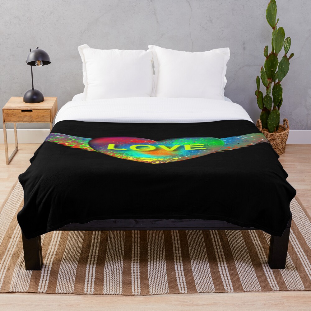 Flying Heart - Life Is Love on a throw blanket