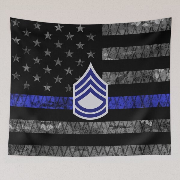 Item preview, Sergeant First Class Thin Blue Line Distressed Flag designed and sold by Jared Davies.