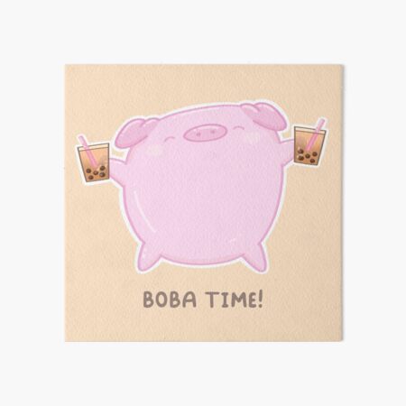 Boba Time Pig Art Board Print
