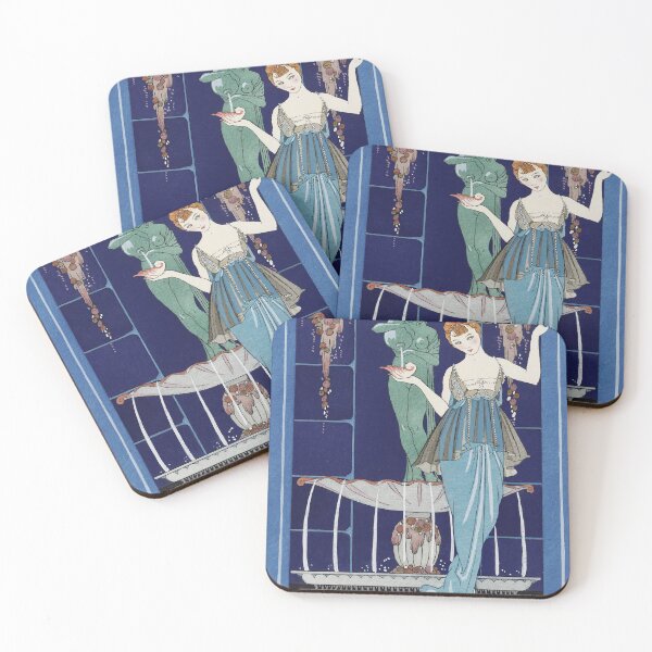 Item preview, French Art Deco "La Fontaine de coquillages: Robe du soir de Paquin" (1914) by George Barbier designed and sold by Designedbysm.