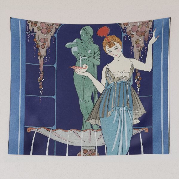 Item preview, French Art Deco "La Fontaine de coquillages: Robe du soir de Paquin" (1914) by George Barbier designed and sold by Designedbysm.