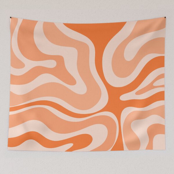 Item preview, Modern Retro Liquid Swirl Abstract in Tangerine Orange designed and sold by kierkegaard.