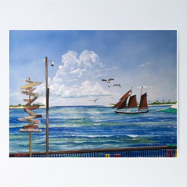 Item preview, Sail Boat At Sunset Pier Tiki Bar designed and sold by LloydDobsonArt.