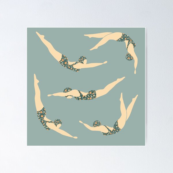 Retro swimmers Poster for Sale by PinkSnapdragon