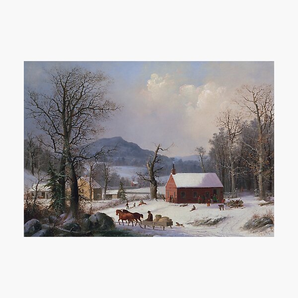Item preview, Red School House - George Henry Durrie - 1858 designed and sold by warishellstore.