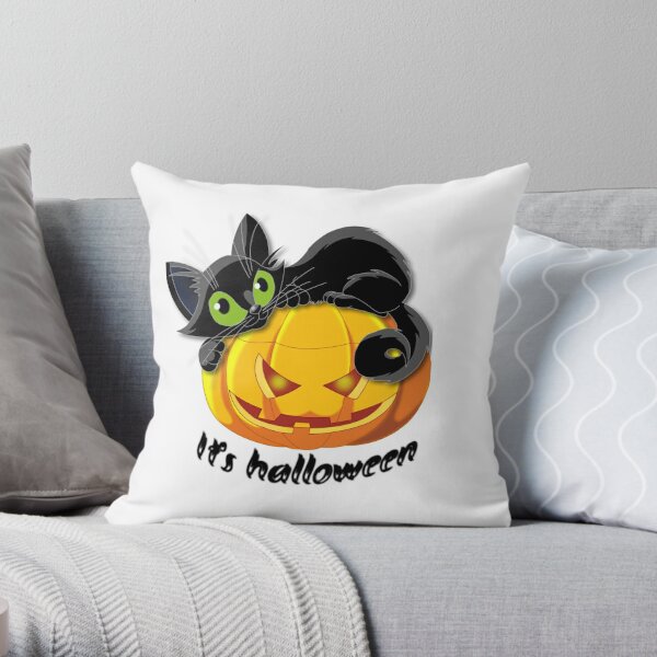 Multicolor For Pug Dog Accessoires Halloween Pug Dog with Ghosts and Bat Throw Pillow Cute Halloween Pug 18x18 
