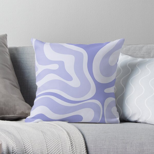 Modern Retro Liquid Swirl Abstract in Light Lavender Purple Throw Pillow