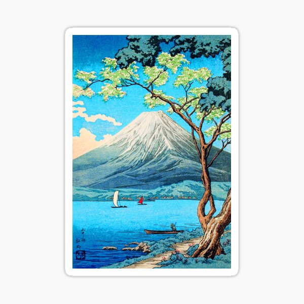 Sailing on the Foot of Mount Fuji beautiful Day on the Lake Classic Art Sticker