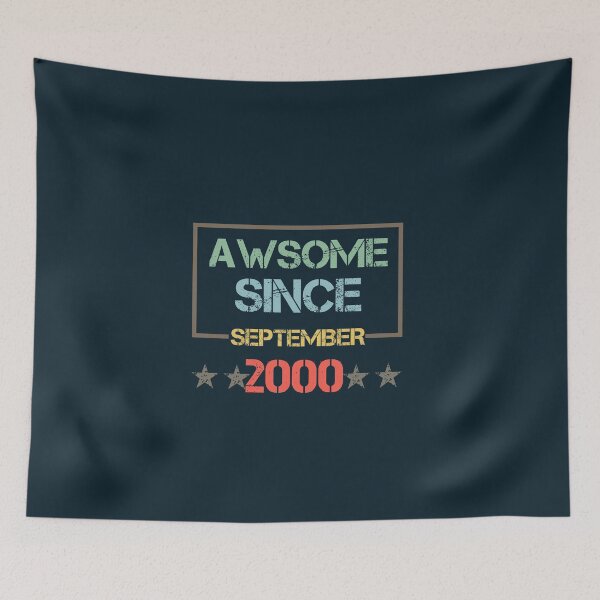 Item preview, Awesome Since September 2000,Funny Birthday Gift Idea for ,Son,Daughter,Brother,Sister,Girlfriend,Boyfriend,Mother's Day,Father's Day,Woman,Man,Old 2000,Retro Vintage illustration and Design. designed and sold by Simo-One.