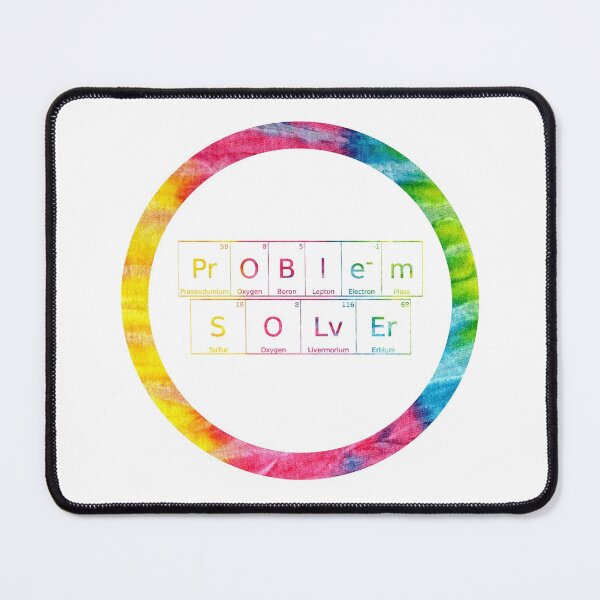 Item preview, Problem Solver written in Chemistry Periodic Table Elements in tie dye font on white background  designed and sold by UncleStuScience.