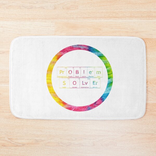 Item preview, Problem Solver written in Chemistry Periodic Table Elements in tie dye font on white background  designed and sold by UncleStuScience.