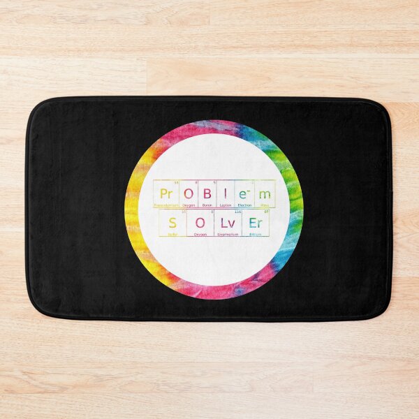 Item preview, Problem Solver written in Chemistry Periodic Table Elements in tie dye font on black background  designed and sold by UncleStuScience.