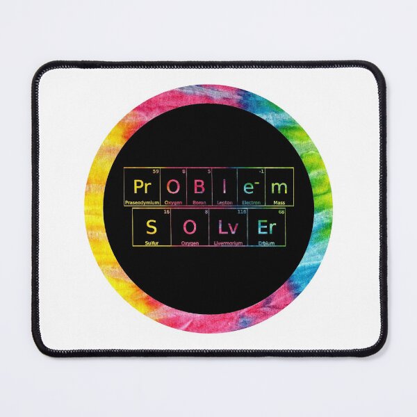 Item preview, Problem Solver written in Chemistry Periodic Table Elements in tie dye font on white background  designed and sold by UncleStuScience.