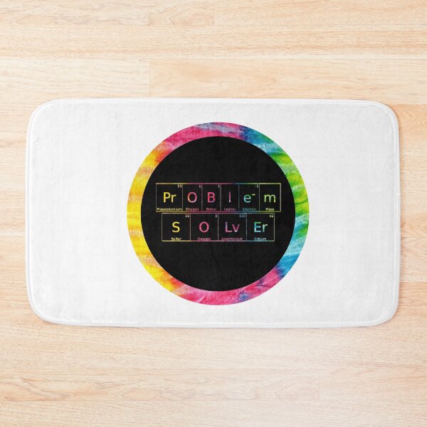 Item preview, Problem Solver written in Chemistry Periodic Table Elements in tie dye font on white background  designed and sold by UncleStuScience.