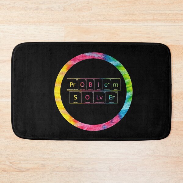 Item preview, Problem Solver written in Chemistry Periodic Table Elements in tie dye font on black background  designed and sold by UncleStuScience.