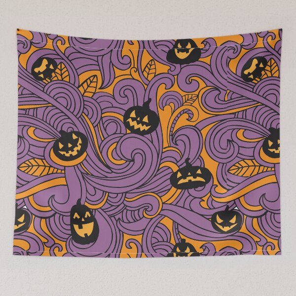 Item preview, Abstract Spooky and Funny Orange Pumpkins Halloween Pattern designed and sold by silviaol.