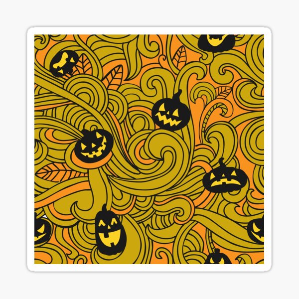 Item preview, Abstract Spooky and Funny Orange Pumpkins Halloween Pattern designed and sold by silviaol.