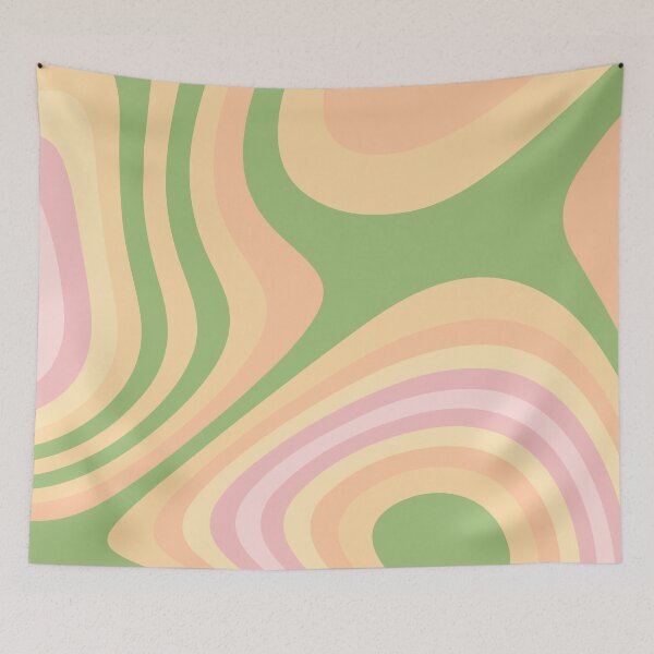 Item preview, Green, Pink and Peach Abstract Liquid Grooves designed and sold by patternsoup.