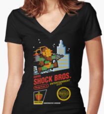 Super Shock Bros Women's Fitted V-Neck T-Shirt