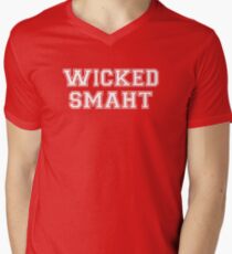 Wicked Smart (Smaht) College Boston Men's V-Neck T-Shirt