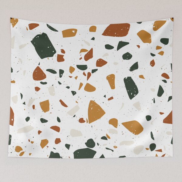 Item preview, Terrazzo Stone Pattern (Navy + Terracotta + Mustard) designed and sold by NeptuneDesigns.