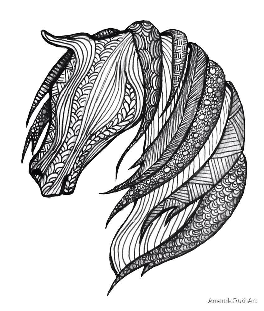 Download "Zentangle Patterned Horse" by AmandaRuthArt | Redbubble