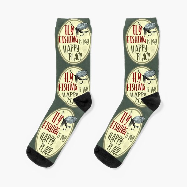 Fly Fishing is my HAPPY PLACE Socks for Sale by sandpiperstudio
