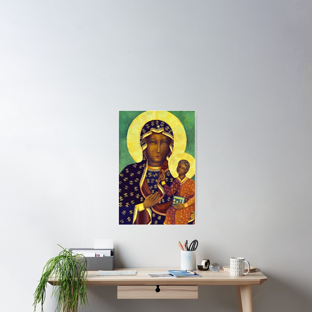 Polish Black Madonna Our Lady of Czestochowa Madonna and Child Picture Virgin Mary Painting Poster