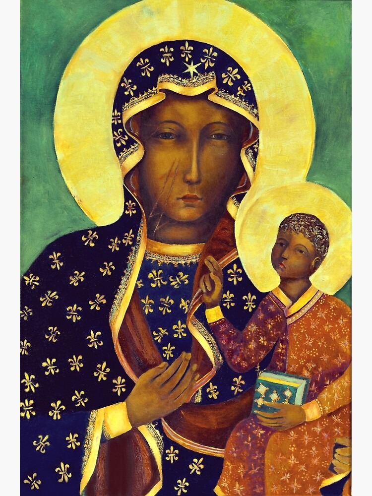Discover Polish Black Madonna Our Lady of Czestochowa Madonna and Child Picture Virgin Mary Painting Premium Matte Vertical Poster