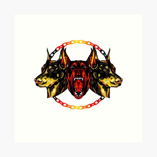 Cerberus Hellhound Mythological Threeheaded Dog The Guard Of The Entrance  To Hell Hound Of Hades With Chain On His Neck Standing Pose Front View  Isolated Vector Illustration Royalty Free SVG Cliparts Vectors