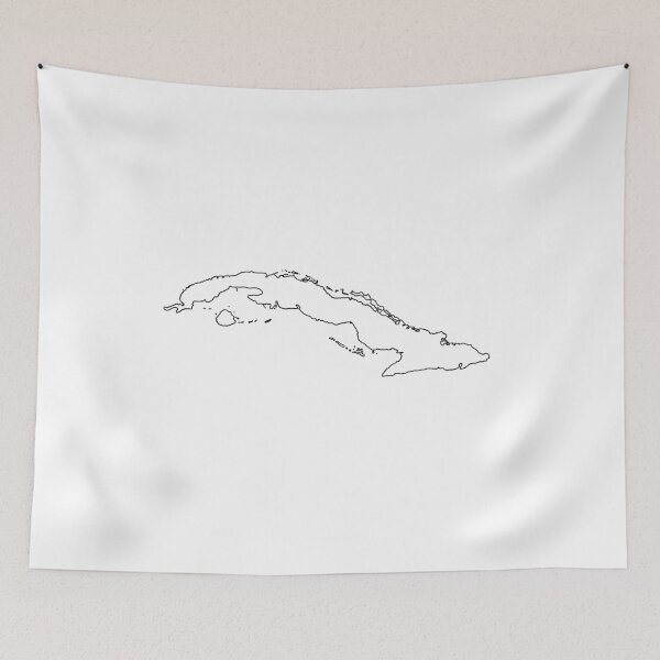 Item preview, Black and White Outline of Cuba designed and sold by mooskie13.