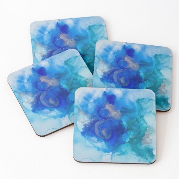 Item preview, Oceans Echo blue Abstract Alcohol Ink artwork designed and sold by jomcnz.