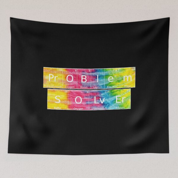 Item preview, Problem Solver written in Chemistry Periodic Table Elements in tie dye designed and sold by UncleStuScience.