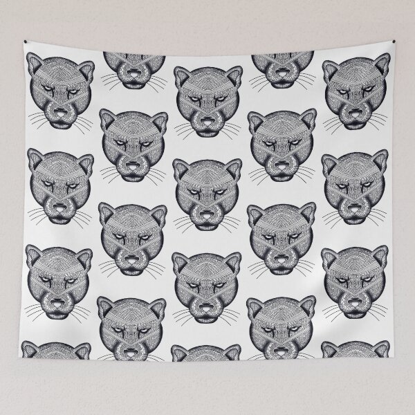 Item preview, Panther Design Black And White Doodle designed and sold by missmann.
