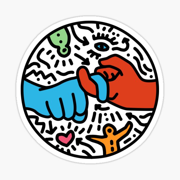 Signe ASL pour Ami - Style Pop Art Blanc Sticker